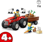Load image into Gallery viewer, Lego Red Farm Tractor with Trailer & Sheep 60461