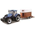 Load image into Gallery viewer, 10CM NEW HOLLAND T7.315 TRACTOR WITH HORSE BOX