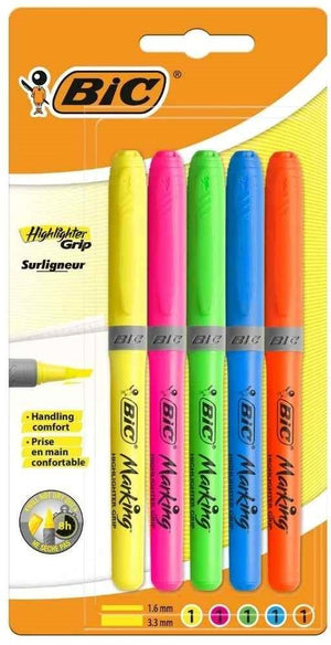 BIC HIGHLIGHTER GRIP ASS 5PK