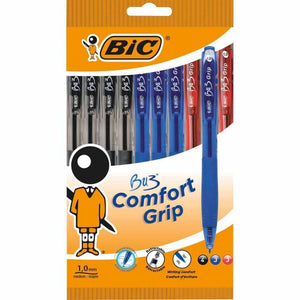 BIC COMFORT GRIP PENS 10 PACK ASSORTED