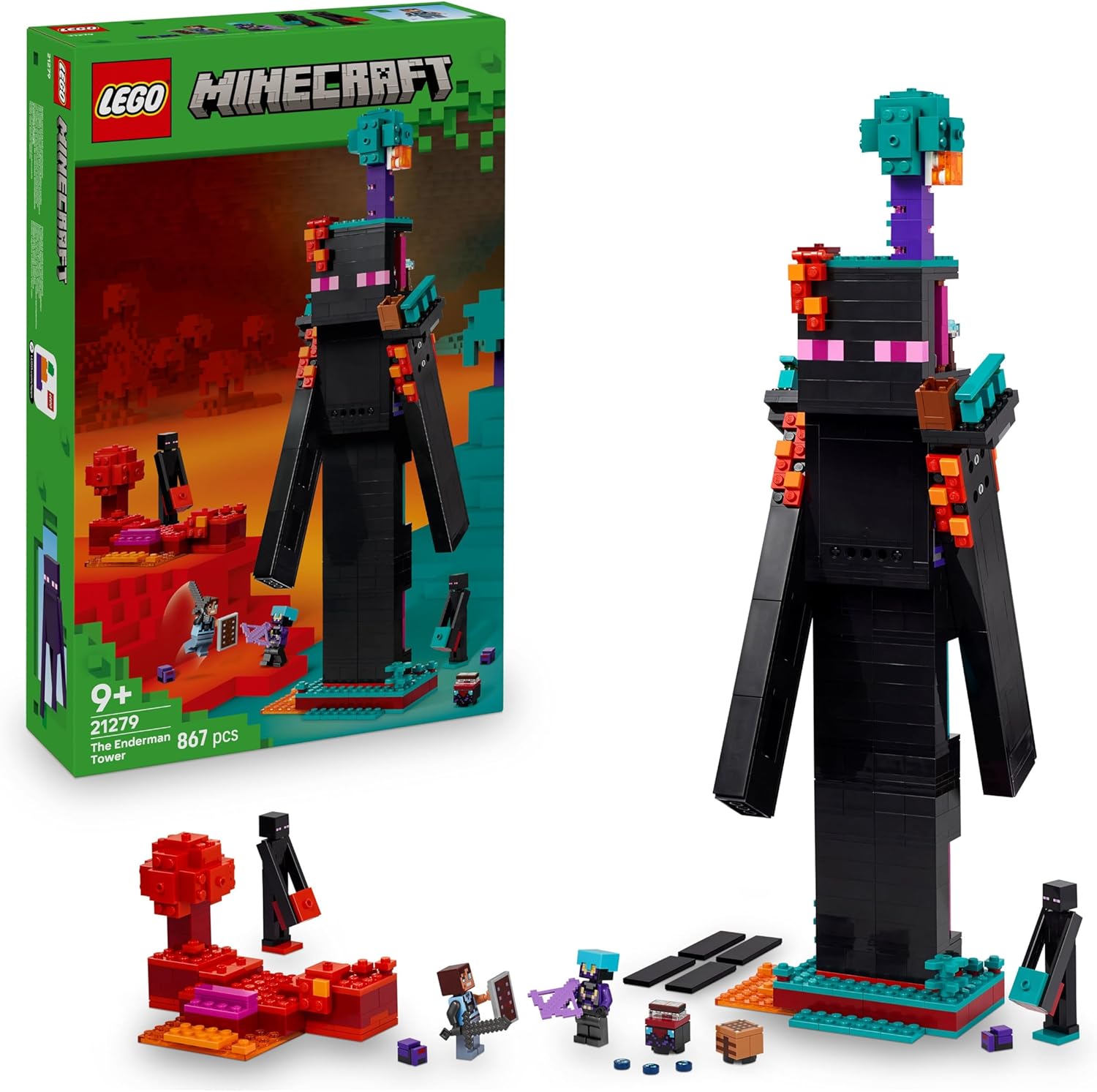 LEGO Minecraft 2in1 The Enderman Tower - Modular Toy Rebuilds Into 2 Fortresses - incl. Enderman