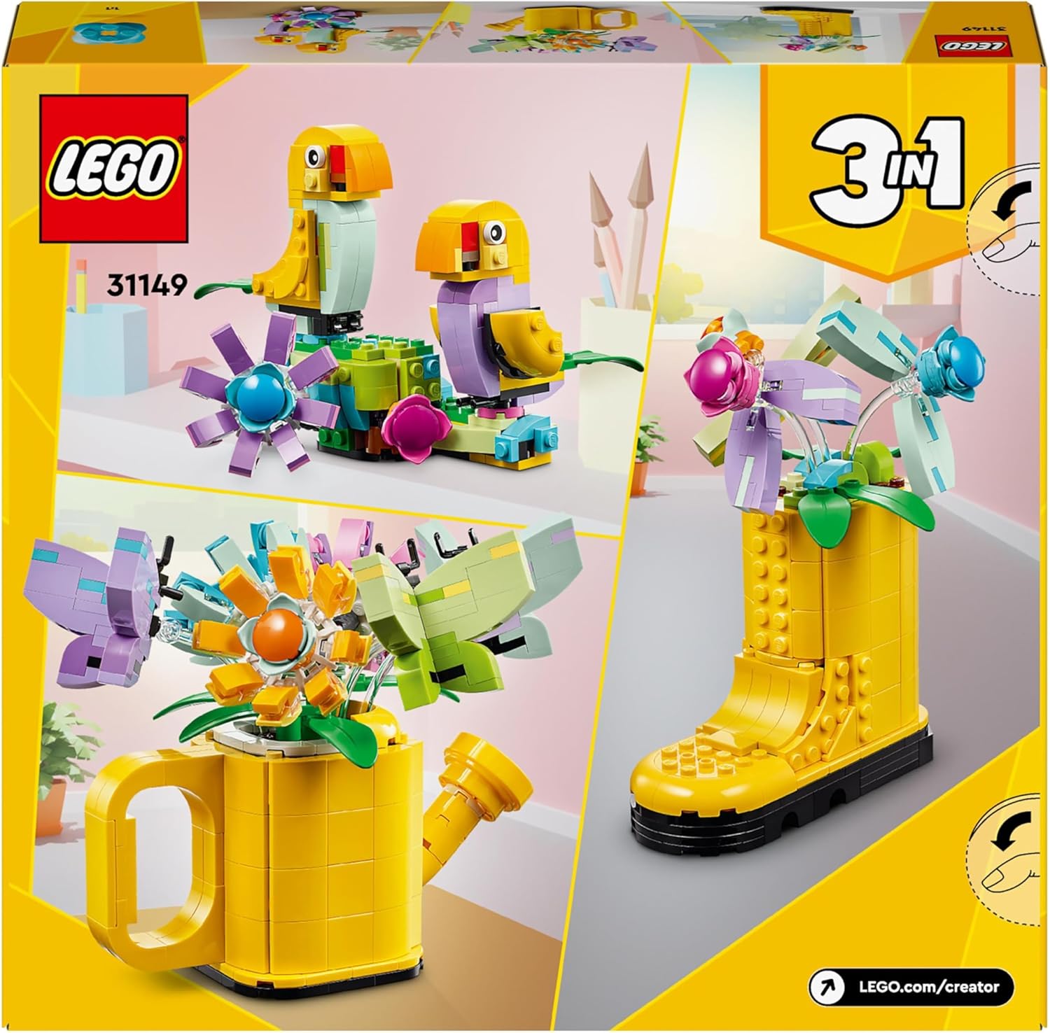 LEGO Creator 3in1 Flowers in Watering Can Toy to Welly Boot to 2 Birds on a Perch 31149