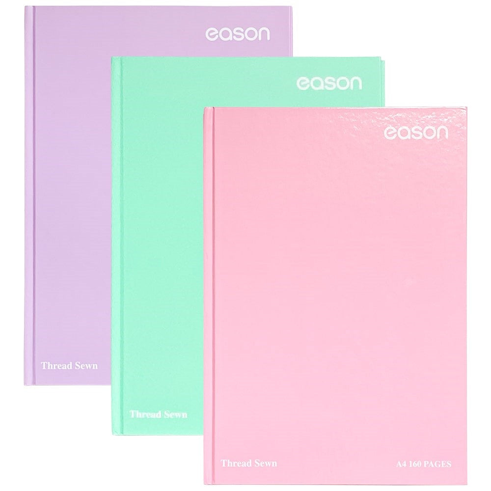 Eason A4 Pastel Hardback 160pg 70gsm (pack of 3)