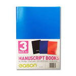 Load image into Gallery viewer, EASON 3PK A4 PP 120 PAGE MANUSCRIPT BOOK (BLK/BLUE
