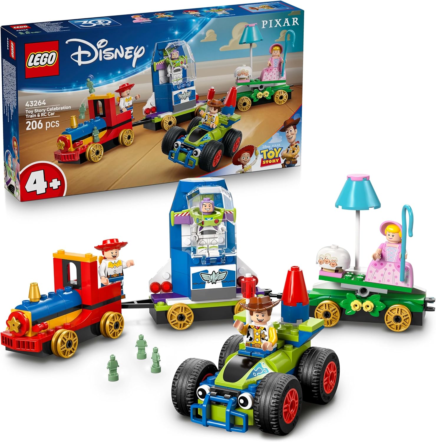 LEGO Disney and Pixars Toy Story Celebration Train & RC Car 43264 with Woody, Buzz, Jessie & Bo Peep