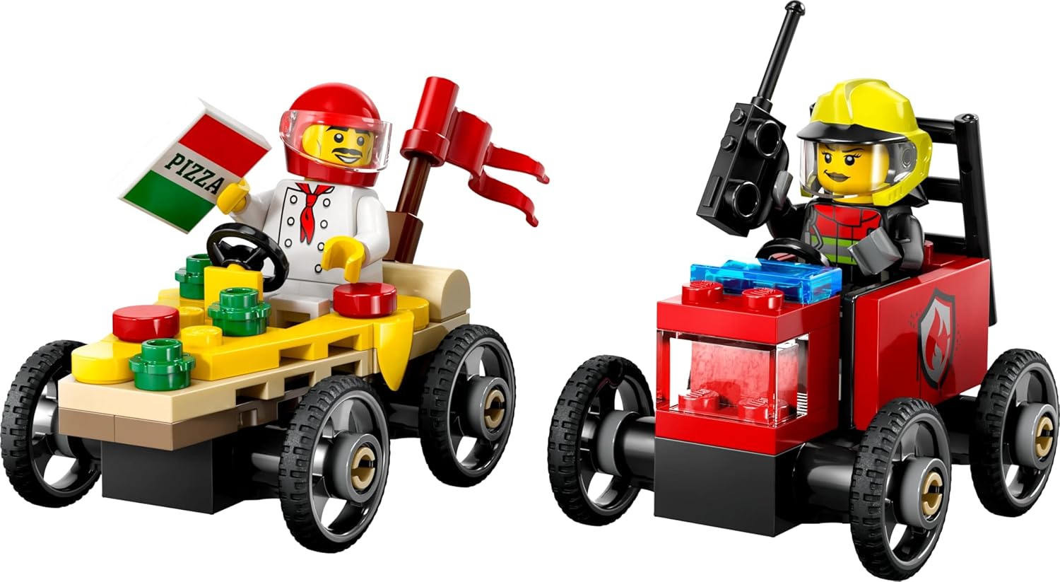 Lego City Pizza vs Fire Truck Race Car Pack 60458