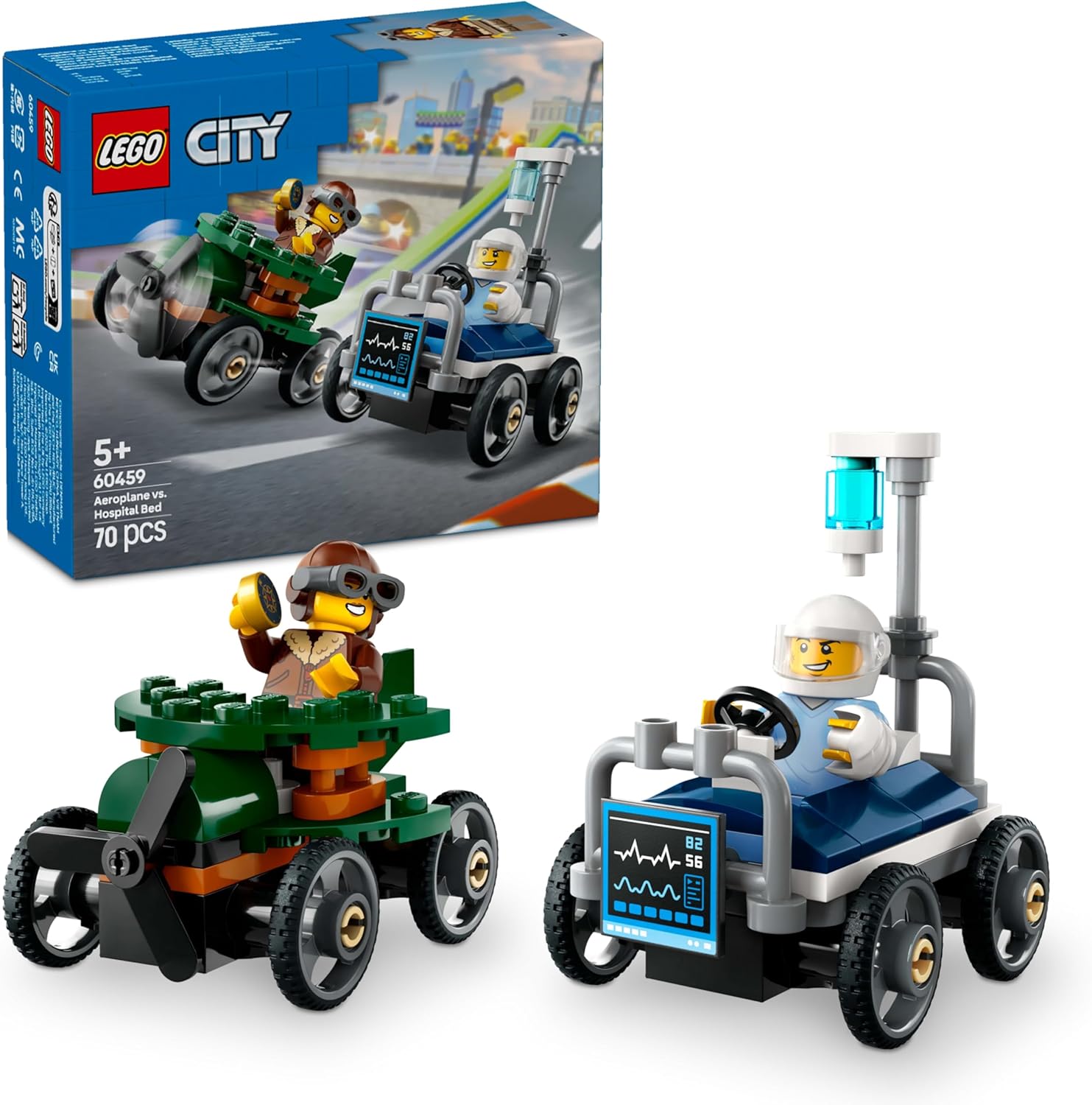 Lego City Aeroplane vs. Hospital Bed Race Car Pack 60459