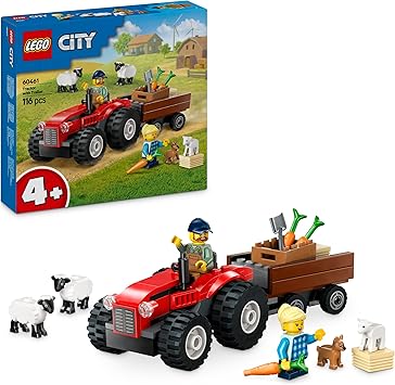 Lego Red Farm Tractor with Trailer & Sheep 60461