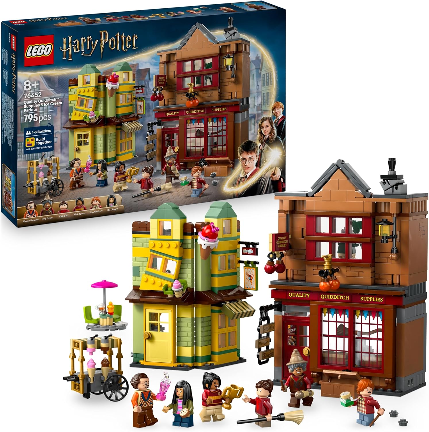 LEGO Harry Potter Quality Quidditch Supplies & Ice Cream Parlour Set with 2 Diagon Alley Shops 76452