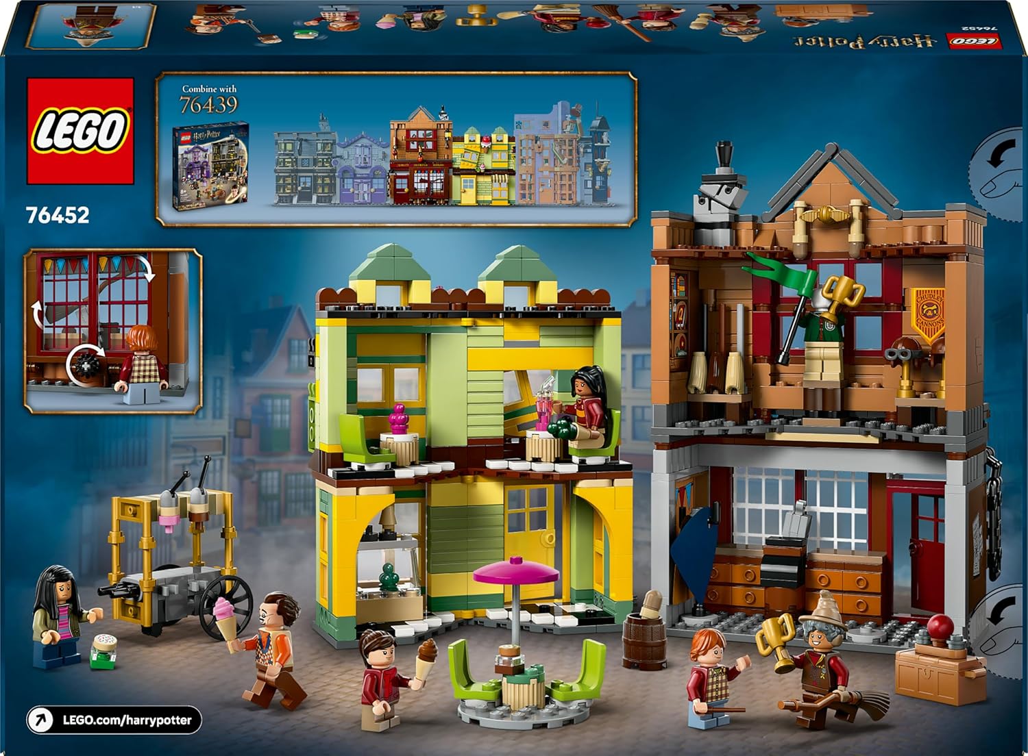 LEGO Harry Potter Quality Quidditch Supplies & Ice Cream Parlour Set with 2 Diagon Alley Shops 76452