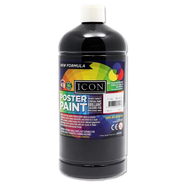 Icon 1ltr Poster Paint - Black