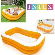 90" X 58" X 18" ORANGE INFLAT 2 RING FAMILY POOL