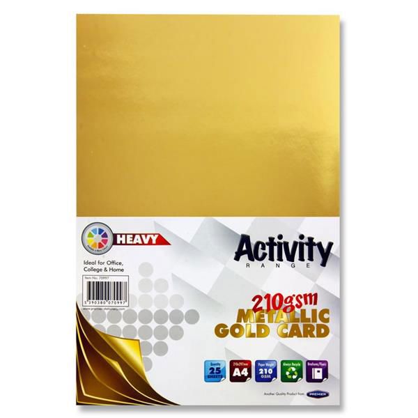 Premier Activity A4 210gsm Card 25 Sheets - Gold