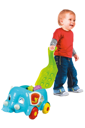 Soft Clemmy Baby Elephant Wagon with Blocks