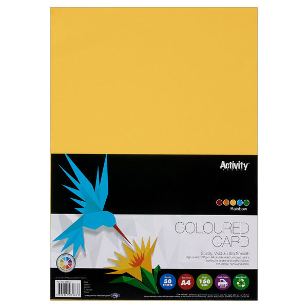 Premier Activity A4 160gsm Card 50 Sheets - Rainbo