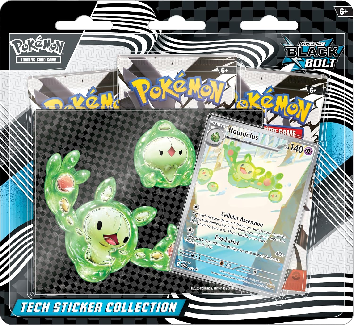 Pokémon TCG: Scarlet & Violet Black Bolt Tech Sticker Collection, Reuniclus, 1 Foil Promo Card & 3 B