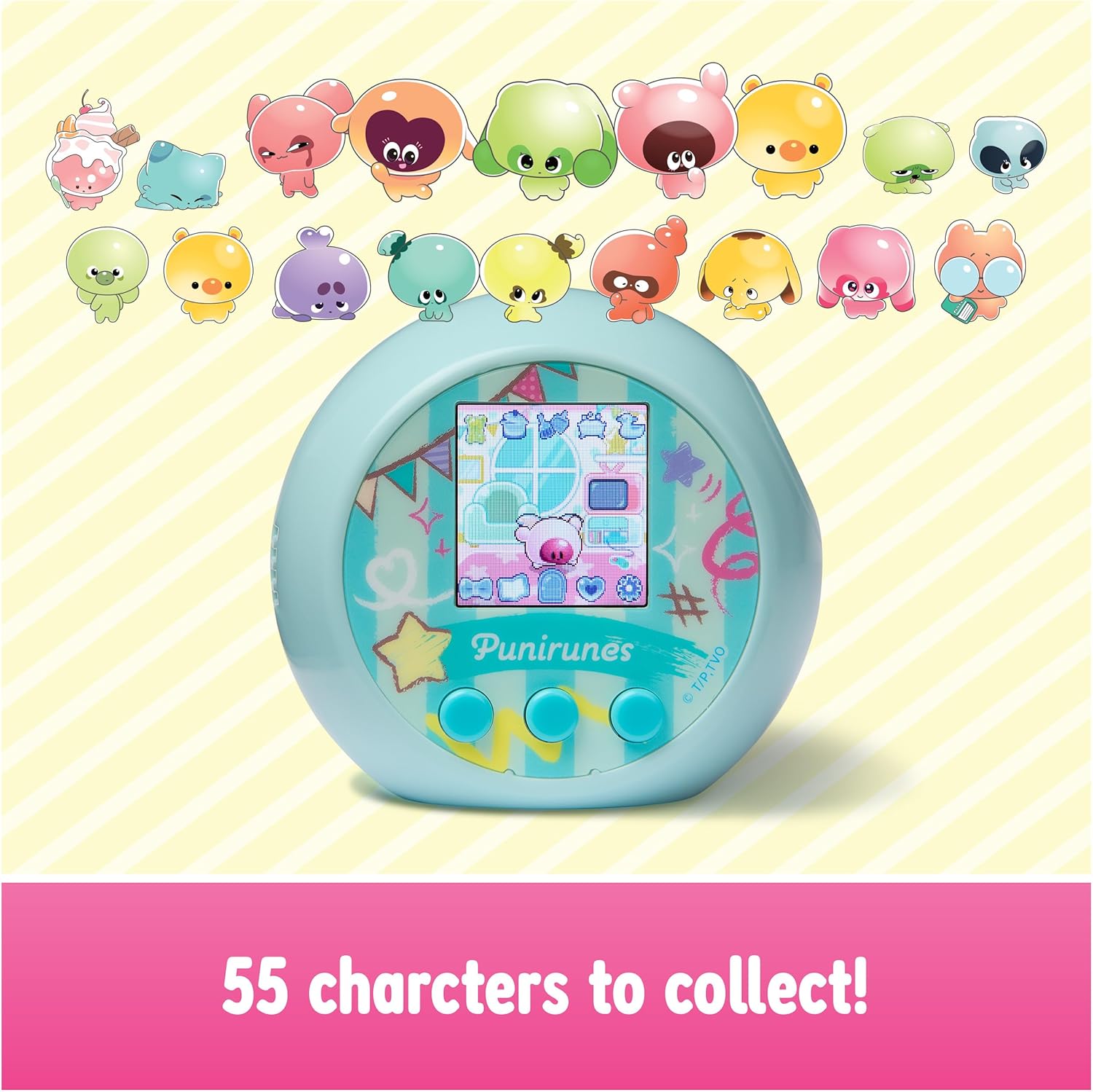 Punirunes, Interactive Digital Toy with 55 Squishy Characters Inside, Reacts to Touch