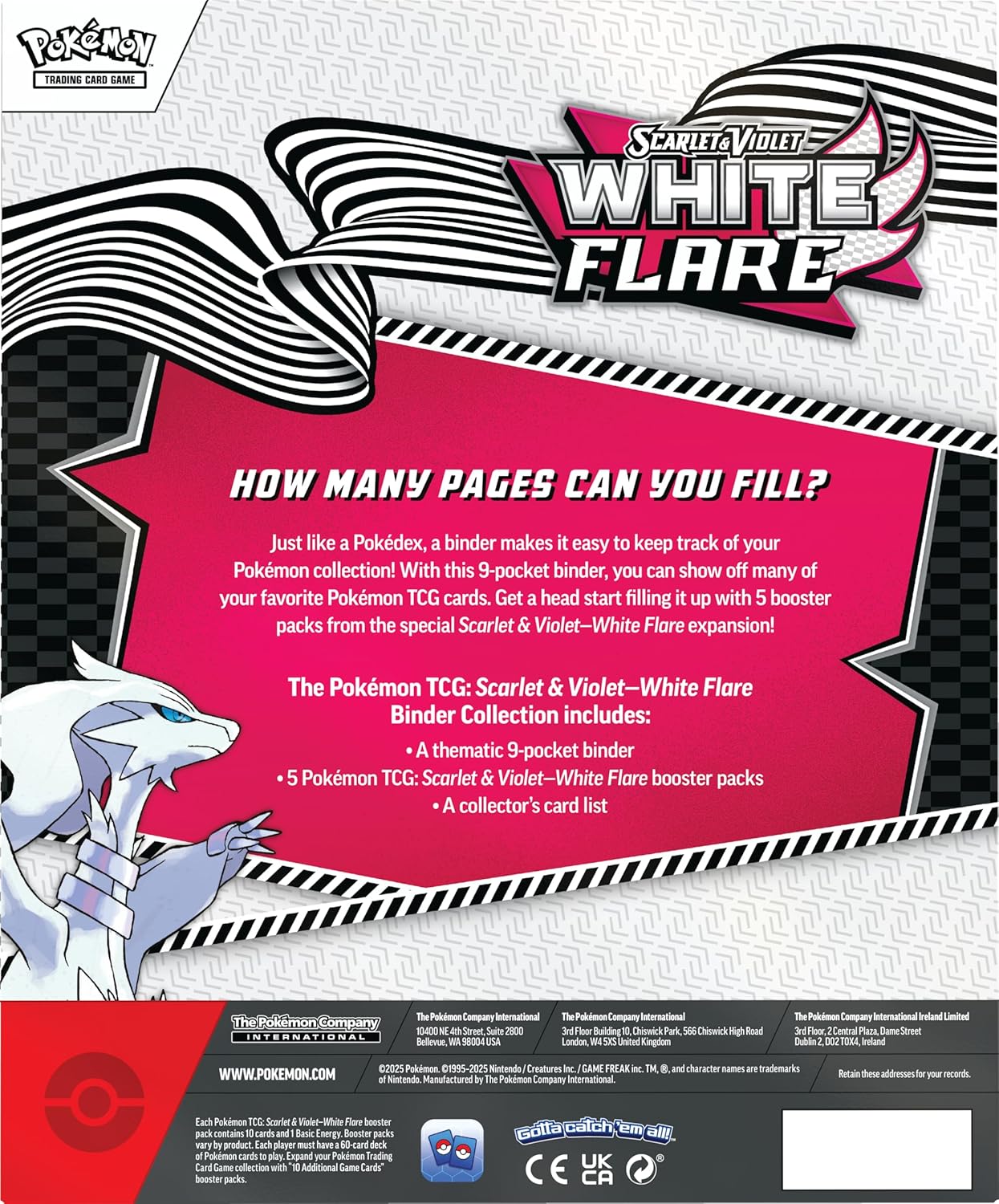Pokémon TCG: Scarlet & Violet—White Flare Binder Collection (Reshiram Binder & 5 Booster Packs)