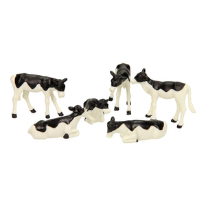 1:32 6 PK BLACK/WHITE CALVES LYING/STANDING