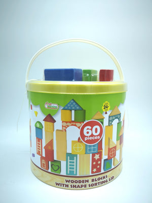 60PCS WOODEN BLOCKS WITH SHAPE SORTING LID