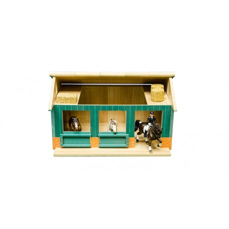 * 124 WOODEN HORSE STABLE WITH 2 BOXES & WORKSHOP