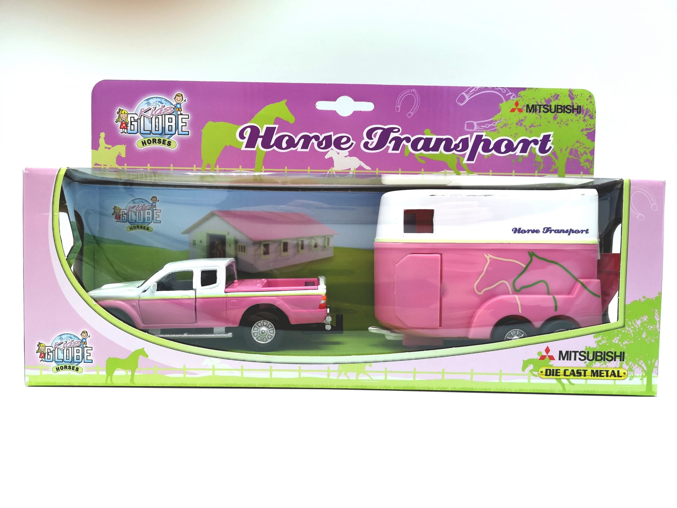 KIDS GLOBE PINK HORSE TRUCK W/ LIGHT & SOUND